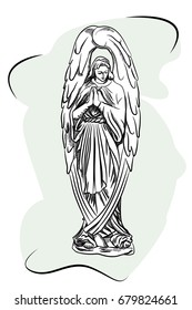 Marble sculpture of a religious sorrowful angel. Sketch