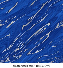 Marble seamless pattern. Blue with silver texture. Marble background with high resolution. Repeated beautiful glitter luxury marbled design. Elegant abstract marbling backdrop. Vector illustration