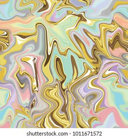 Marble seamless pattern in neon brightful colors. Vector illustration. Gold, golden