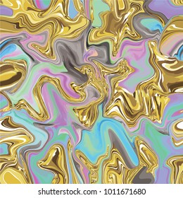 Marble seamless pattern in neon brightful colors. Vector illustration. Gold, golden