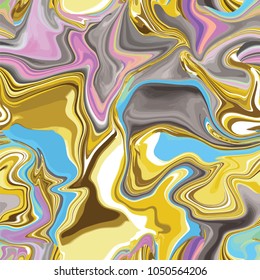Marble seamless pattern in neon brightful colors. Vector illustration. Gold, golden