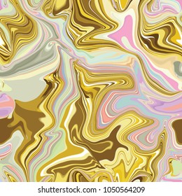 Marble seamless pattern in neon brightful colors. Vector illustration. Gold, golden