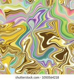 Marble seamless pattern in neon brightful colors. Vector illustration. Gold, golden