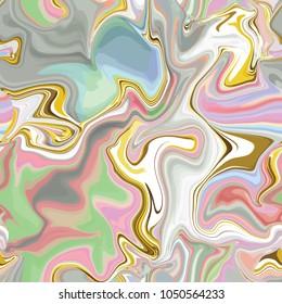 Marble seamless pattern in neon brightful colors. Vector illustration. Gold, golden