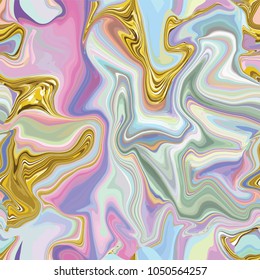 Marble seamless pattern in neon brightful colors. Vector illustration. Gold, golden
