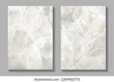 Marble set vector texture background for cover design, poster, cover, banner, flyer, cards and design interior. Tile. Wall. Beige and grey stone texture. Hand-drawn luxury marbled template.	

