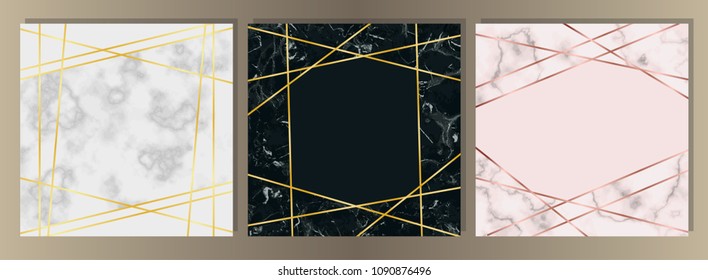 Marble Squared Card with Gold Line Set