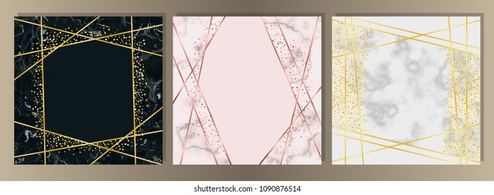 Marble Squared Card with Gold Line Set