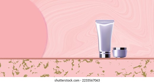 Marble stand pink abstract texture design for product display. Vector illustration