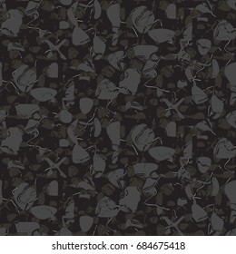 Marble stone seamless dark gray vector pattern. Artificial stone grey on black vector background.