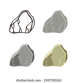 Marble stone set. Outline sketch, flat style and realistic. Vector illustration.