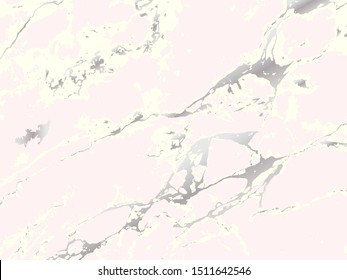 Marble stone texture. Vector marble background with silver lines decoration. Luxury trendy cover. Pink marble.