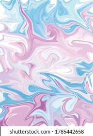 Marble Swirl Texture Background. Pastel Colorful Fluid, Liquid Paint. Pink, Blue, White, Purple Wave Pattern. Backdrop For  Invitation Cards, Posters, Social Media Posts. Abstract Vector Illustration.