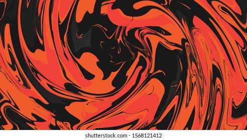 Marble swirling background.Ink marble texture.orange and red colors. 
