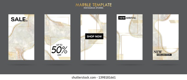 Marble Template Design For Insta Story, Can Use For Sale Banner, Photo, Mobile App, Website, Landing Page, Flyer, Fashion Ads, Promotion Background. - Vector