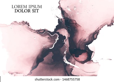 Marble tender dusty rose watercolor background vector set. Abstract soft golden ink texture. Modern design background for wedding, invitation, web, banner, card, pattern, wallpaper illustration