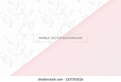 Marble texture abstract background. White and pink colors. Vector illustration.