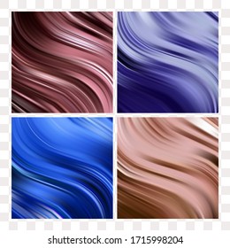 Marble texture background. Liquid marble texture abstract design. Natural watercolor marbling. Fabric and gift wrapping design. Set of color patterns. Curved wavy lines