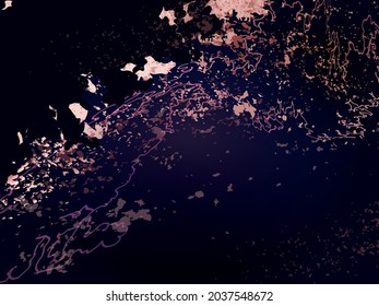 Marmor-strukturierter Hintergrund mit Rose-goldener Metallfolie schneidet Vektorgrafik.