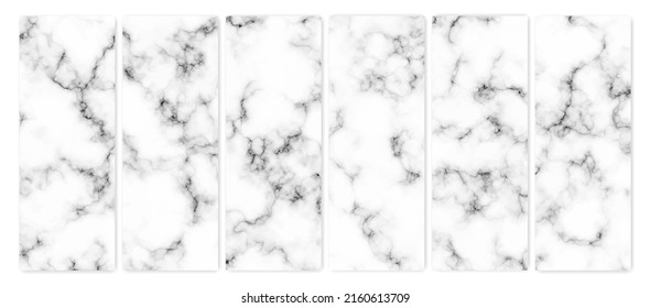 Marble texture background. Set of six abstract backdrops of marble granite stone. Vector illustration