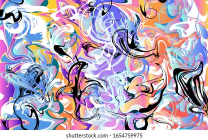 Marble texture banner. Fluid texture. Pink, blue, orange spots. Gradient vector illustration, for backgrounds, holidays, business cards, poster, postcard. Water surface, paint, waves, stains, notebook