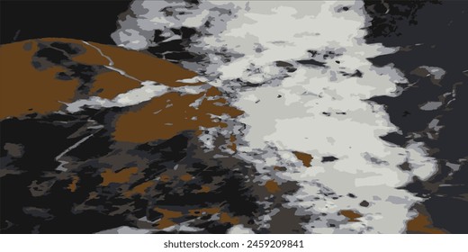 Marble texture. Black marble with yellow spots. Vector illustration