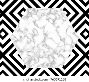 Marble texture card, with black and white square
elements  pattern background. Template for your modern design, cover, template, decorated, brochure, flyer, banner
