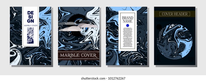 Marble Texture Cover Template. Elegant Invitation, Abstract Marble Texture Pattern. Corporate Identity Liquid Paint Colored Pattern. Simple Design Presentation, Magazine Cover, Futurist Title Page