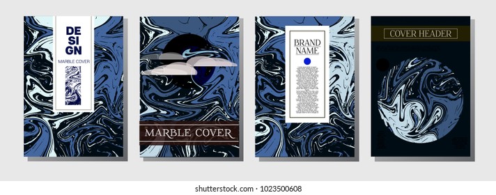 Marble Texture Cover Template. Elegant Invitation, Abstract Marble Texture Pattern. Corporate Identity, Fluid Paint Ebru Background. Elegant Gift Certicifate Presentation, Magazine Cover Design