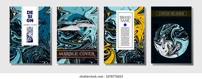 Marble Texture Cover Template. Elegant Invitation, Abstract Marble Texture Pattern. Nice Japanese Liquid Paint Corporate Identity. Modern Gift Certicifate Presentation, Magazine Cover Design