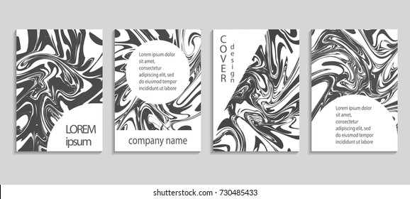 Marble texture covers set. Artistic covers design. Creative fluid colors backgrounds. Vector templates for placards, banners, flyers, presentations and reports