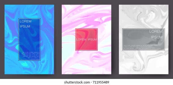 Marble texture covers set. Colorful artistic backgrounds. EPS10 Vector.