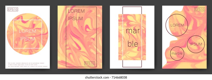 Marble texture covers set. Colorful artistic backgrounds. EPS10 Vector.