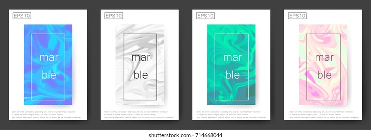 Marble texture covers set. Colorful artistic backgrounds. EPS10 Vector.