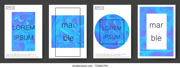 Marble texture covers set. Colorful artistic backgrounds. EPS10 Vector.