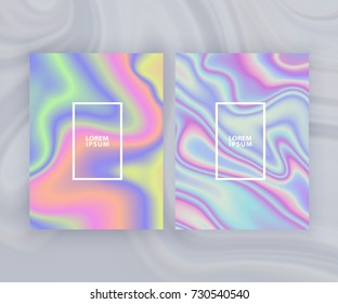 Marble texture covers set. Colorful artistic backgrounds. 
Holographic background for your design. Trendy design. Eps10 layered vector. 