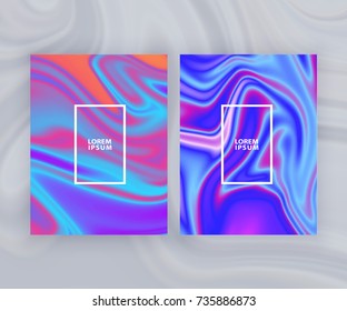 Marble texture covers set. Colorful artistic backgrounds. 
Holographic background for your design. Trendy design. Eps10 layered vector. 