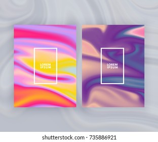 Marble texture covers set. Colorful artistic backgrounds. 
Holographic background for your design. Trendy design. Eps10 layered vector. 