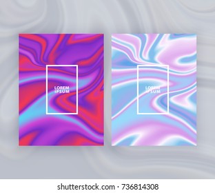 Marble texture covers set. Colorful artistic backgrounds. 
Holographic background for your design. Trendy design. Eps10 layered vector. 