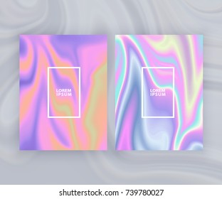 Marble texture covers set. Colorful artistic backgrounds. 
Holographic background for your design. Trendy design. Eps10 layered vector. 