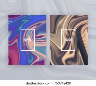 Marble texture covers set. Colorful artistic backgrounds. Holographic background for your design. Trendy design. 