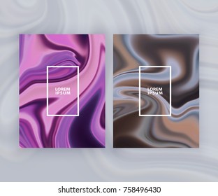 Marble texture covers set. Colorful artistic backgrounds. Holographic background for your design. Trendy design. Eps10 layered vector.