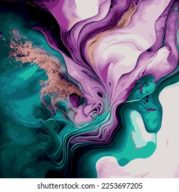 Marble texture design, colorful multicolored marble surface, curved lines, bright abstract design background - Vector illustration