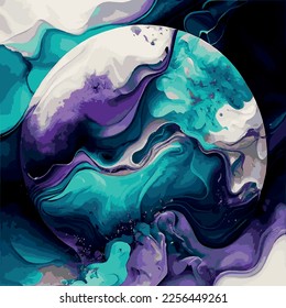 Marble texture design, colorful multicolored marble surface, curved lines, bright abstract design background - Vector illustration