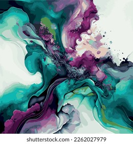 Marble texture design, colorful multicolored marble surface, curved lines, bright abstract design background - Vector illustration