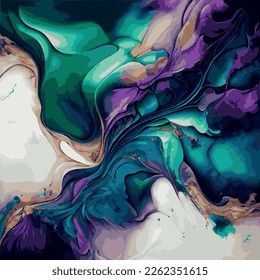 Marble texture design, colorful multicolored marble surface, curved lines, bright abstract design background - Vector illustration