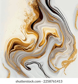 Marble texture design, colorful white gold marble surface, curved lines, bright abstract background design - Vector illustration