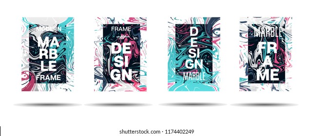 Marble Texture Dynamic Frame Vector Layout. Liquid Paint Futuristic Suminagashi Ad, Music Poster, Motivational Card, Cover Background. Gradient Overlay Border, Fluid Liquid Shape Vector Marble Texture