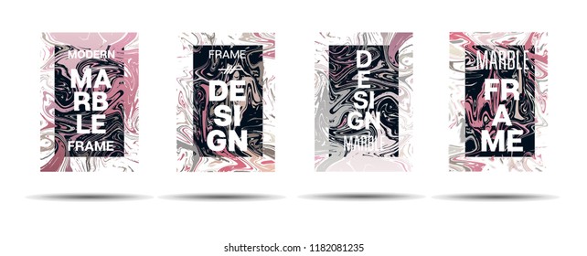 Marble Texture Dynamic Frame Vector Layout. Liquid Paint Trendy Suminagashi Ad, Music Poster, Motivational Card, Cover Background. Gradient Overlay Border, Business Vector Marble Texture Design