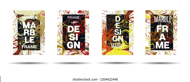 Marble Texture Dynamic Frame Vector Layout. Liquid Paint Futuristic Suminagashi Ad, Music Poster, Motivational Card, Cover Background. Gradient Overlay Border, Corporate Identity Vector Marble Texture